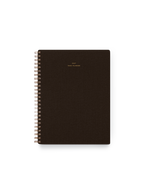 2027 Compact Task Planner in Espresso bookcloth with brass wire-o binding front view || Espresso