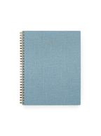 2027 Year Task Planner in Chambray Blue bookcloth with brass wire-o binding front view || Chambray Blue