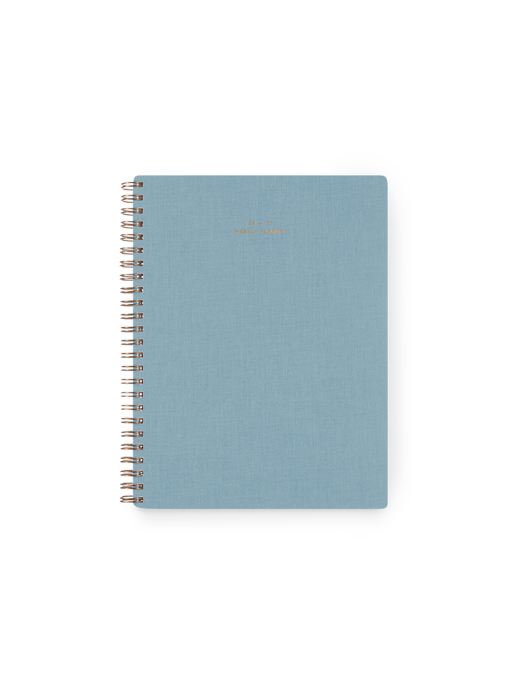 26-27 Weekly Grid Planner in Chambray Blue bookcloth with brass wire-o binding front view || Chambray Blue