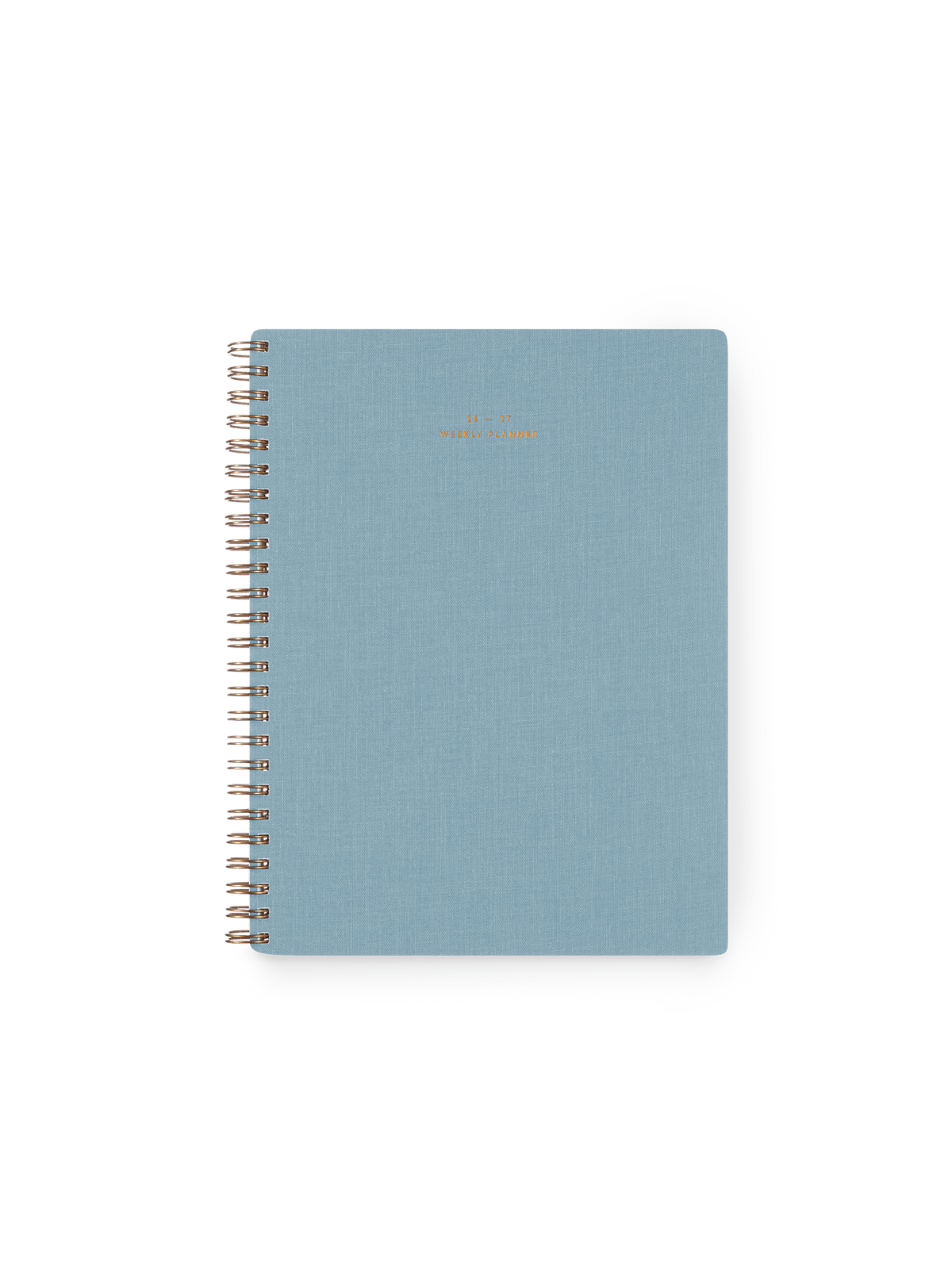 26-27 Weekly Grid Planner in Chambray Blue bookcloth with brass wire-o binding front view || Chambray Blue