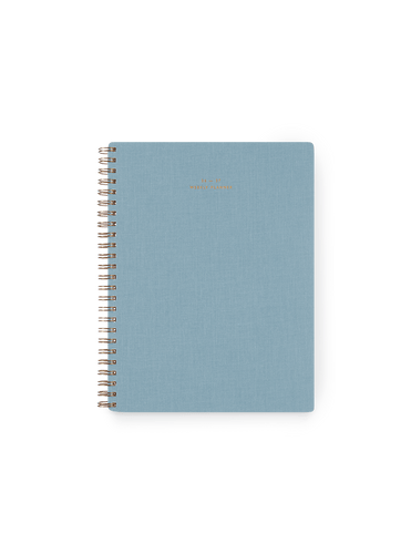 26-27 Weekly Grid Planner in Chambray Blue bookcloth with brass wire-o binding front view || Chambray Blue
