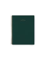 26-27 Weekly Grid Planner in Chambray Blue bookcloth with brass wire-o binding front view || Hunter Green