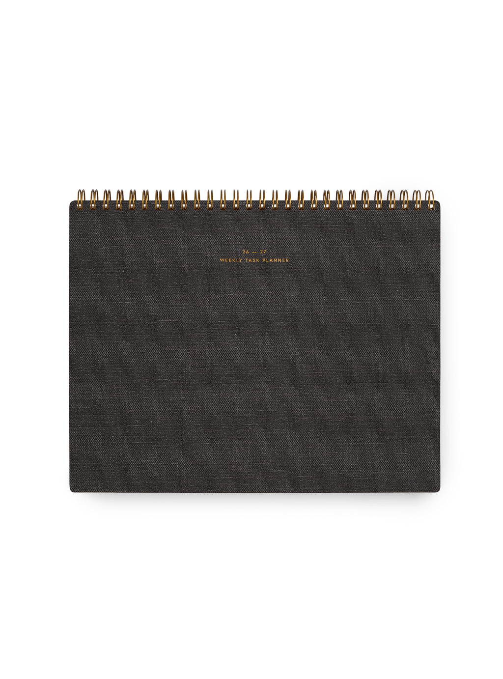 Appointed 26-27 top-bound Weekly Task Planner with brass wire-o binding and gold foil details || Charcoal Gray