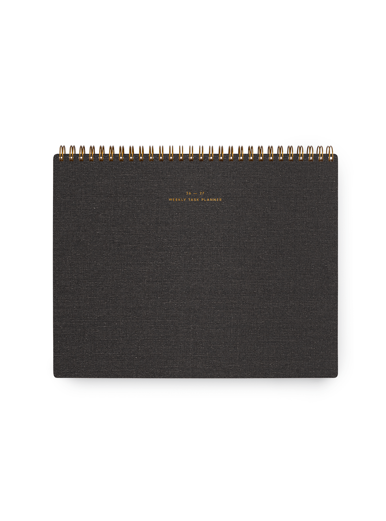 Appointed 26-27 top-bound Weekly Task Planner with brass wire-o binding and gold foil details || Charcoal Gray