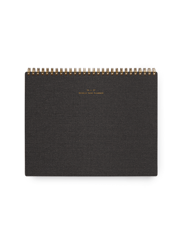 Appointed 26-27 top-bound Weekly Task Planner with brass wire-o binding and gold foil details || Charcoal Gray