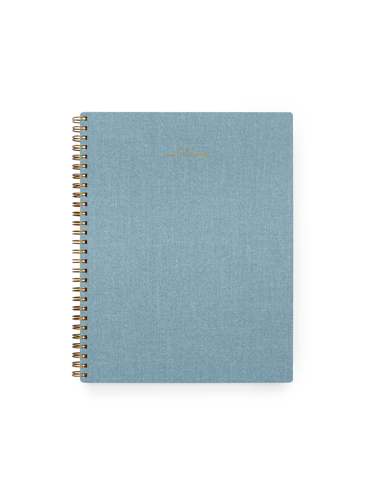 26-27 Year Task Planner in Chambray Blue bookcloth with brass wire-o binding front view || Chambray Blue