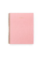 26-27 Year Task Planner in Blossom Pink bookcloth with brass wire-o binding front view || Blossom Pink