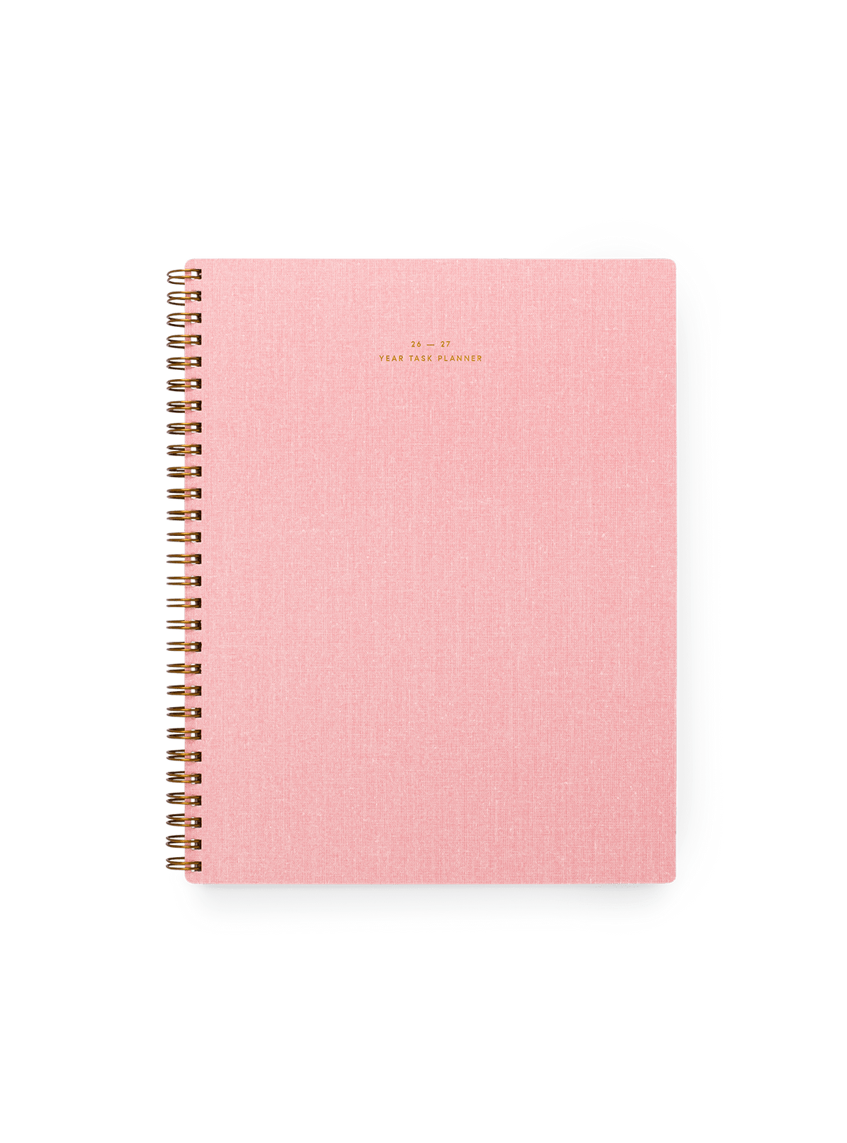 26-27 Year Task Planner in Blossom Pink bookcloth with brass wire-o binding front view || Blossom Pink