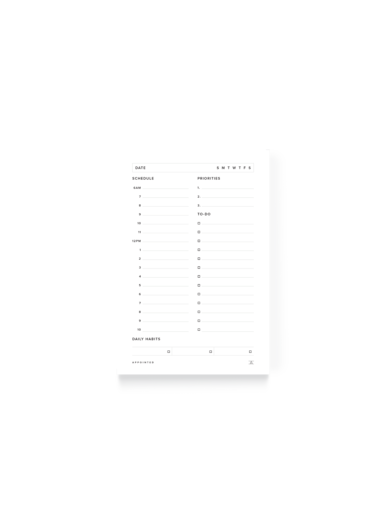 Daily Task Pad in White || White