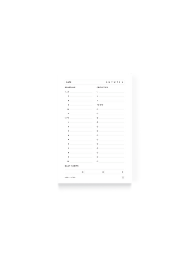 Daily Task Pad in White || White