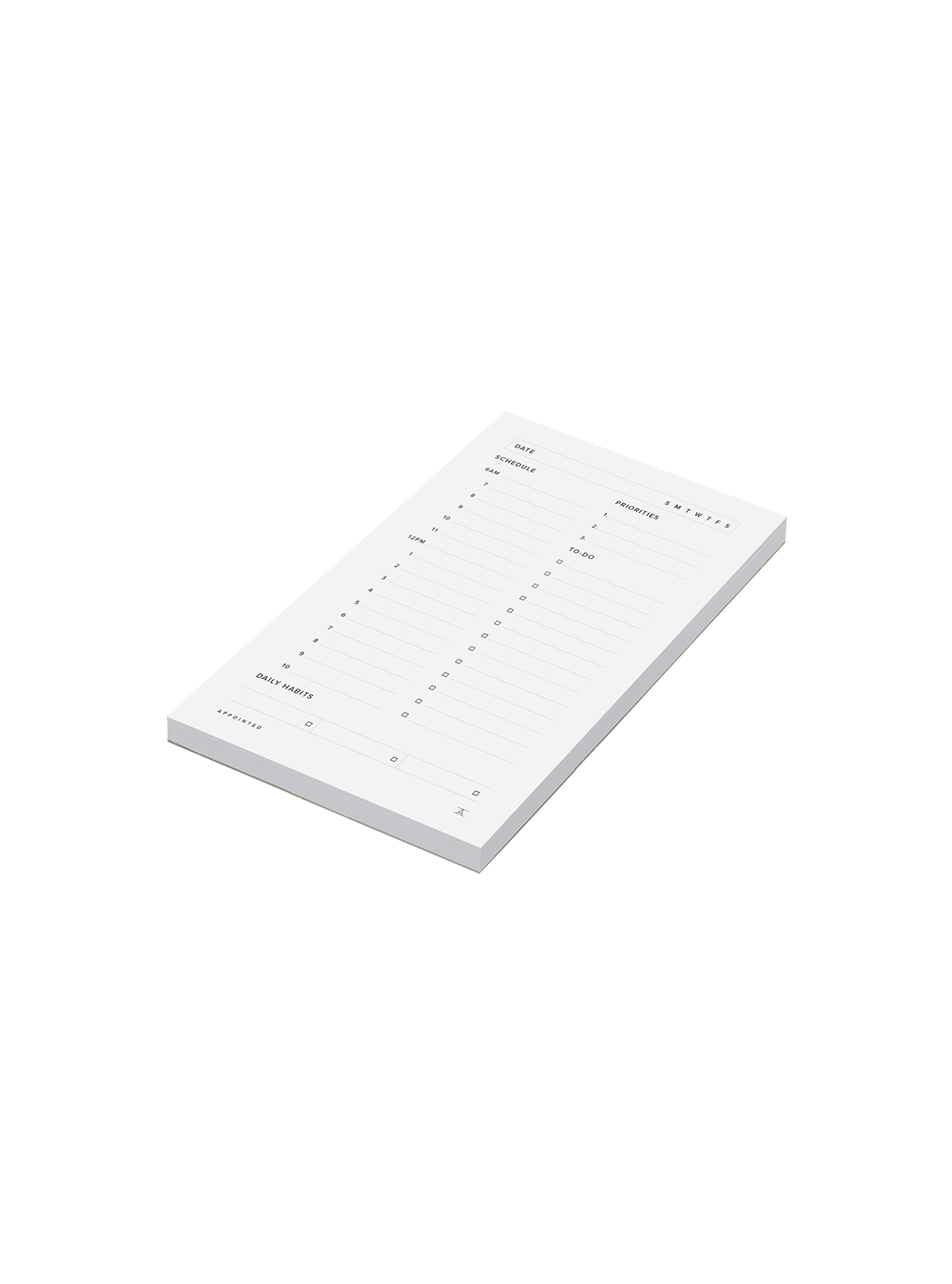 Daily Task Pad angled in White || White