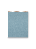 Note Taker & Keeper front cover with brass wire-o binding and gold foil stamped details || Chambray Blue