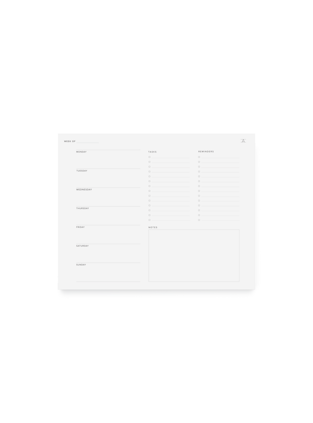Appointed Weekly Task Pad Front View