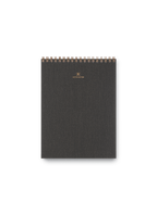 Appointed Office Notepad in Charcoal Gray bookcloth with brass wire-o binding front view || Charcoal Gray