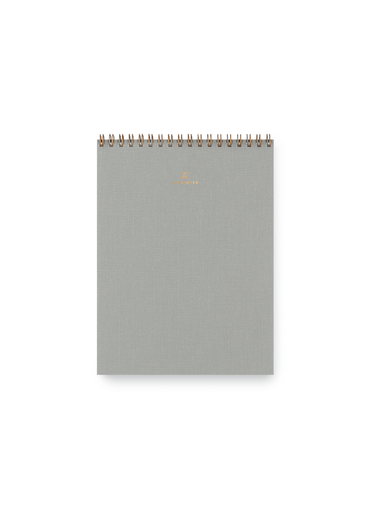Appointed Office Notepad in Charcoal Gray bookcloth with brass wire-o binding front view || Dove Gray