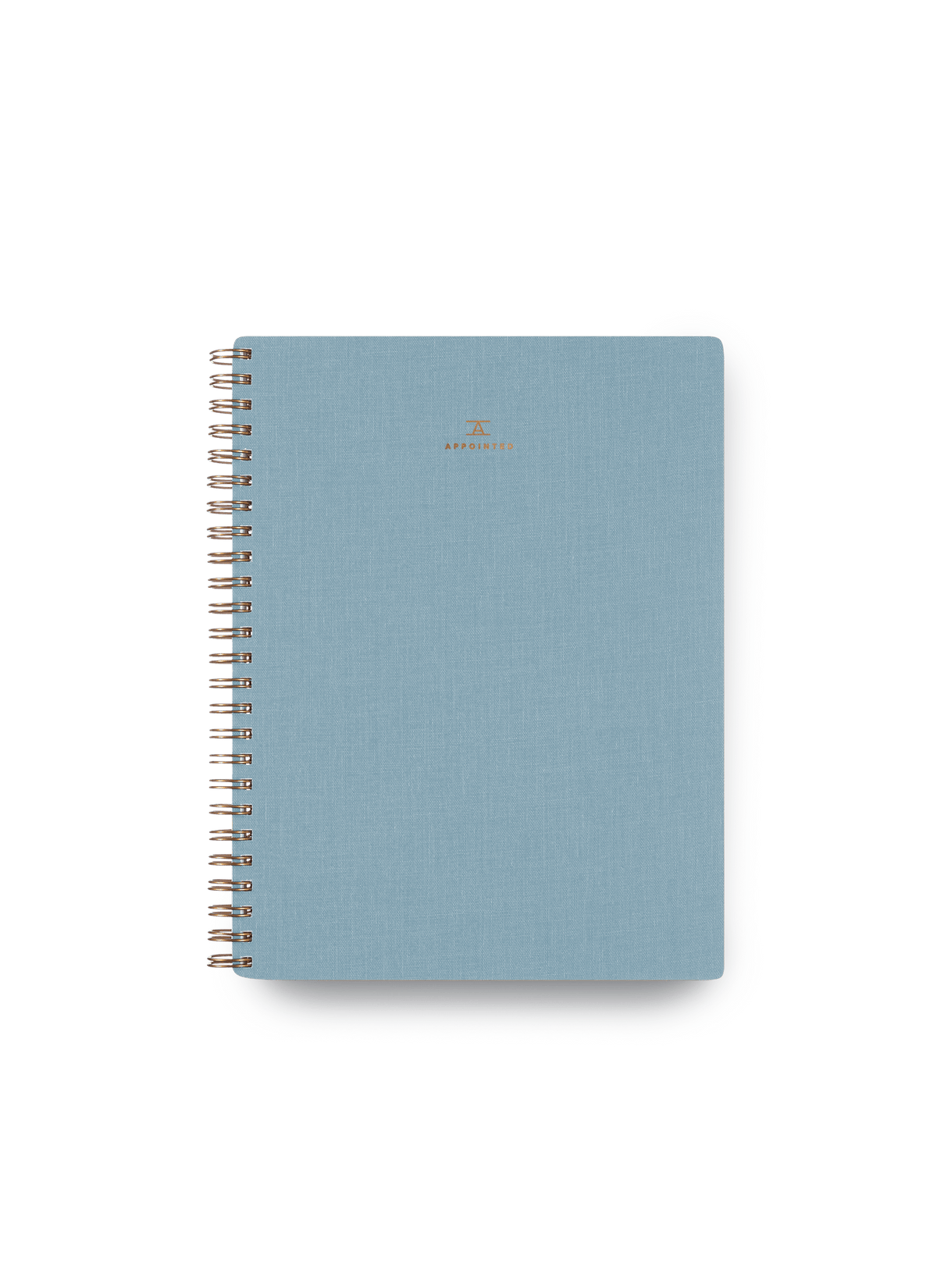 Appointed Workbook in Chambray Blue bookcloth with brass wire-o binding front cover || Chambray Blue