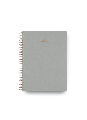 Appointed Workbook in Natural Linen bookcloth with brass wire-o binding front cover || Dove Gray