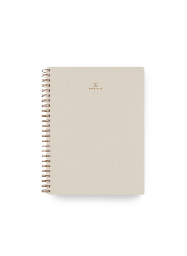 Appointed Workbook in Natural Linen bookcloth with brass wire-o binding front cover || Natural Linen