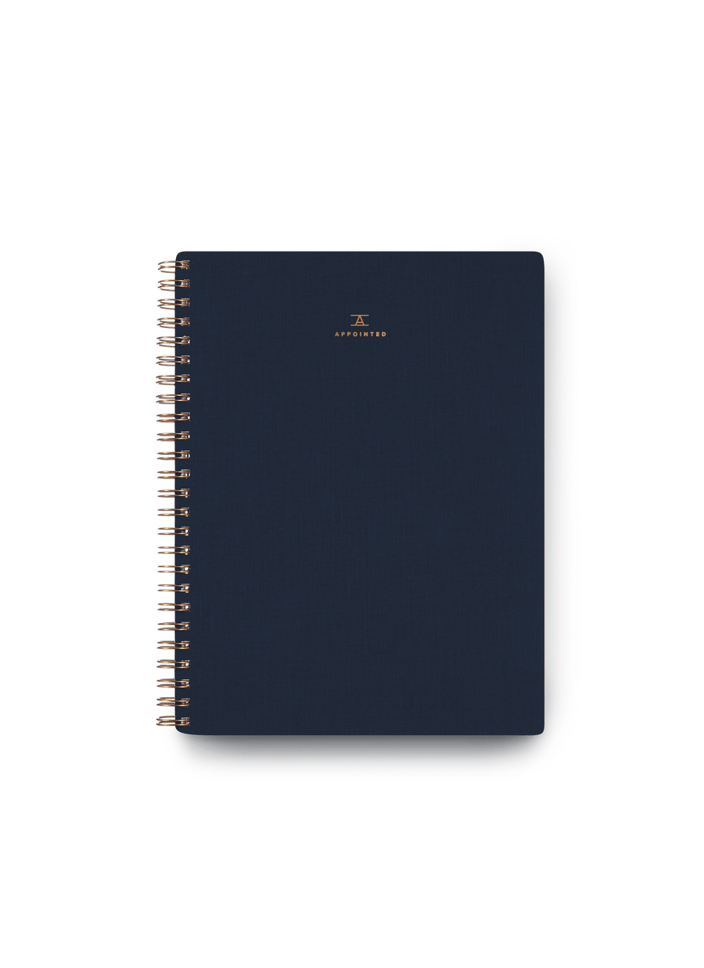 Appointed Workbook in Oxford Blue bookcloth with brass wire-o binding front cover