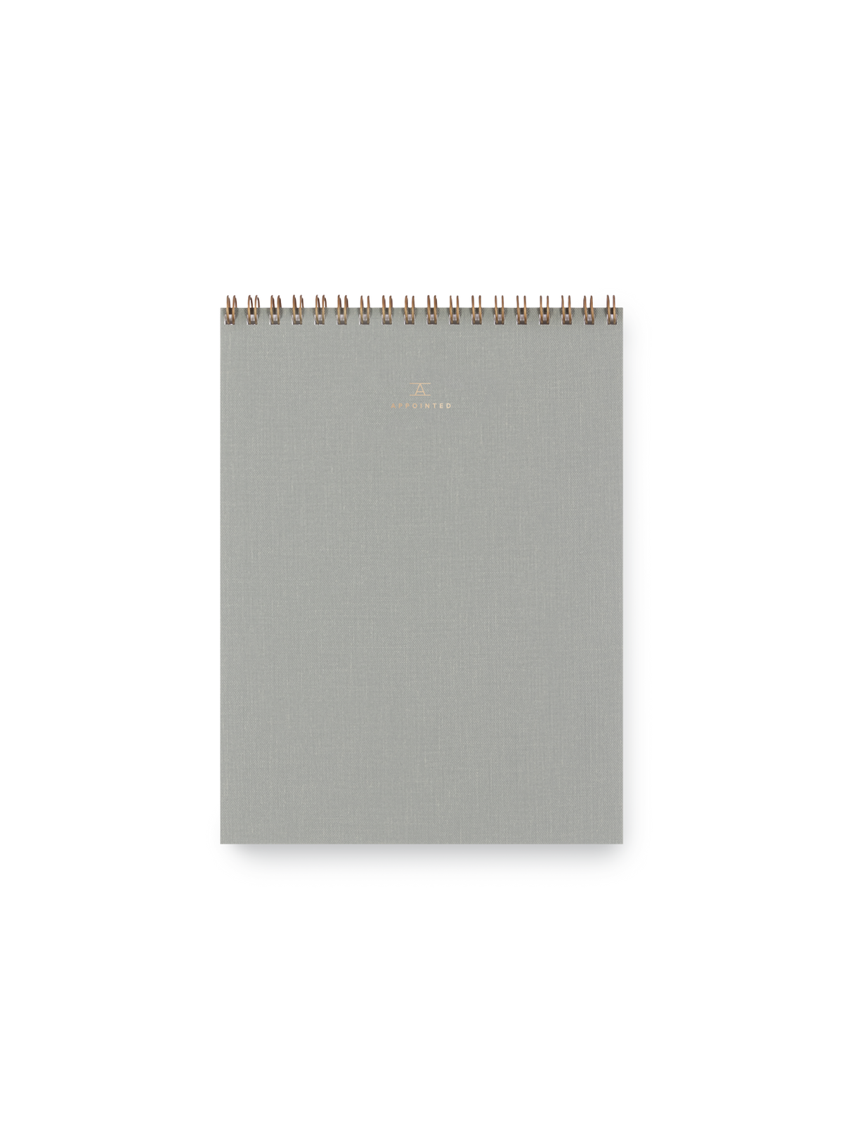 Appointed Office Notepad with gold foil details, bookcloth cover, and brass wire-o binding || Dove Gray